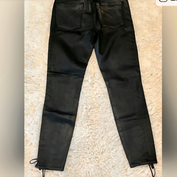 Hudson Stevie Skinny Mid Rise Lace Up Legs Waxed Black Jeans 29 - Picture 3 of 13